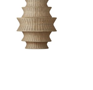 Lustre suspendu en rotin tressé à la main de luxe, empilable, à bord évasé, style bohème, pour salon - Product Image 2