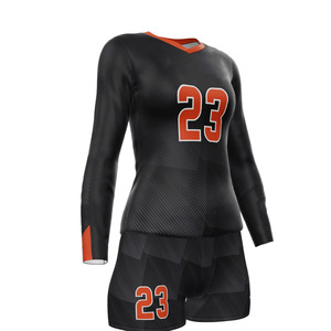 Ensemble de maillots de volley-ball personnalisés pour femmes, séchage rapide, respirant, uniforme par sublimation, manches courtes, tenue d'équipe, vente en gros OEM Pro - Product Image 1