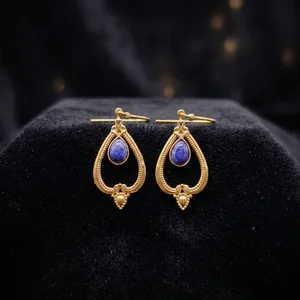 Pendientes de Lapislázuli Hechos a Mano con Engaste de Latón |   Joyería Bohemia |   Suministro del Fabricante - Product Image 5