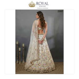 Ropa Tradicional India de Moda para Bodas, Lehenga Choli de Tela de Red Pesada, en Venta - Product Image 3