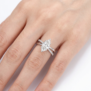 Unisex 14K Solid <b>Gold</b> Lab Grown Marquise Diamond <b>Cocktail</b> <b>Ring</b> Engagement <b>Ring</b> 14K <b>Gold</b> Plated Luxury Style - Product Image 1