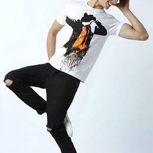T-shirt personnalisé pour homme, coupe oversize, 100% coton, matière épaisse, 260 g/m², impression DTG, style rétro streetwear, t-shirt uni délavé - Product Image 4