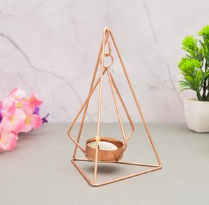 Portavelas Geométrico de Hierro para Velas de Té, Soporte Metálico Geométrico Colgante para Centro de Mesa, Decoración de Bodas y Fiestas - Product Image 5
