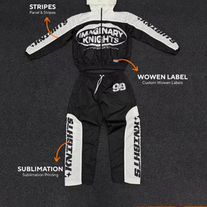 Custom Men's Winter Solid Windbreaker <b>Tracksuit</b> Two-Piece Jogger Set with Zipper Nylon Material OEM Service with cheap price - Product Image 6