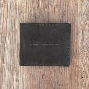 Nueva Cartera de cuero de ante marrón hecha a mano para hombre, tarjetero minimalista de lujo, carteras clásicas plegables con bloqueo RFID personalizado - Product Image 4