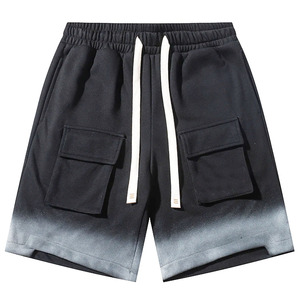 2026 High Quality Men's Streetwear Gradient <b>Cargo</b> Shorts Loose Fit Cotton Jersey Multi Pocket Drawstring Elastic Waist Shorts - Product Image 6