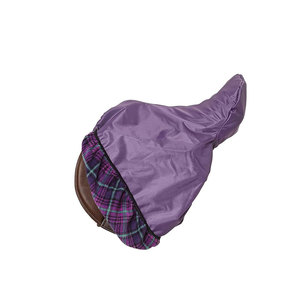 Housse de selle de cheval en nylon violet avec bordure à carreaux, protection imperméable - Product Image 1