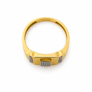 Mens 18KT Yellow Gold Geometric Square Signet <b>Ring</b> Micro Pave Cubic Zirconia Two Tone <b>Statement</b> Band Wedding Party Gift Jewelry - Product Image 4