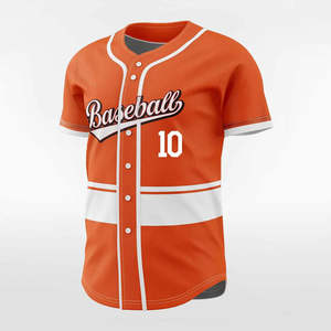 Camiseta de Béisbol Naranja Personalizada, Uniforme de Equipo Auténtico con Botones Completos, Nombre y Número Personalizados, Transpirable y Antibacteriano - Product Image 2