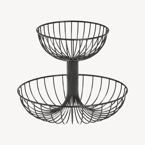 Panier à fruits en métal noir de haute qualité, 2 niveaux, pour la cuisine, panier à légumes, panier à pain et à collations - Product Image 1