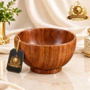 Smooth Curved Acacia Wooden Salad <b>Bowl</b> <b>Deep</b> Round Solid Hardwood Fruit Soup Basin Wholesale Custom Tableware - Product Image 1
