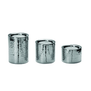 Silver Stainless Steel T- Light Candle <b>Holder</b> <b>Hammering</b> Table Top Dinner Decorative Eco Friendly Christmas Home Decoration - Product Image 1
