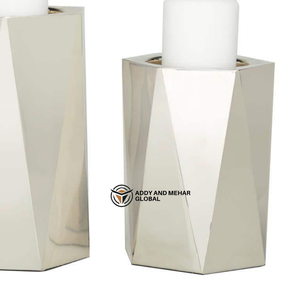 แท่นวางเทียนทรงเรขาคณิตสีเงินสุดหรูทำด้วยมือทำจากเรซินเป็นมิตรต่อสิ่งแวดล้อมสำหรับตกแต่งคริสต์มาสบ้านโรงแรมและงานอีเว้นท์ - Product Image 4