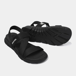 Sandalias con Punta Abierta, Cierre de Gancho y Bucle, Correa Elástica, Ligeras, Negras, Cómodas para Toda Temporada - Product Image 1