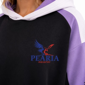 Sweat-shirt à capuche pour homme, coupe ample, avec logo color block sur le devant, imprimé, en mélange de coton, style veste de jogging, avec poches, pour l'automne - Product Image 5