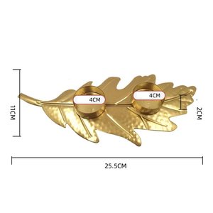Gold Metal <b>Leaf</b> Tealight Candle Holder Decorative Double Tea <b>Light</b> Holder Handmade Table Centerpiece Home Decor Gift - Product Image 6