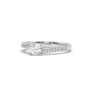 AJRETAIL Anillo de boda clásico de oro blanco de 14 quilates con piedra sintética cultivada en laboratorio para mujer con certificado 0,49 g - Product Image 3