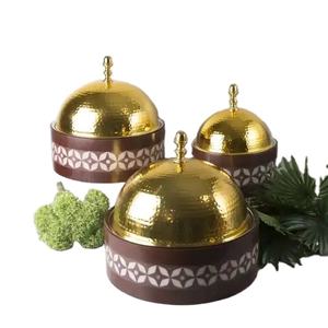 ชุดหม้อไฟโลหะสำหรับตกแต่งอาหาร3ชิ้นอุปกรณ์ตกแต่งโต๊ะอาหารสุดหรูดีไซน์เนอร์แบบแฮนด์เมด - Product Image 1