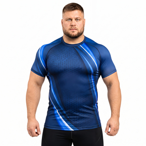 Camiseta de compresión de manga corta para hombre, personalizada con sublimación, protección contra erupciones, talla grande, capa base para entrenamiento deportivo - Product Image 2