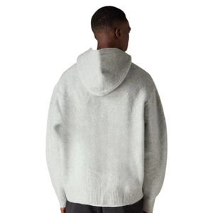 Sweat à capuche gris chiné doux et confortable en mélange de coton avec poche kangourou et cordon de serrage réglable, idéal pour un usage décontracté en hiver - Product Image 5