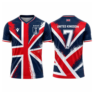 Camiseta de la Selección de Fútbol del Reino Unido, Transpirable, de Spandex y Poliéster, Ecológica, Personalizable por Sublimación/Bordado - Product Image 1