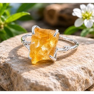 Handmade Raw Citrine 925 Sterling Silver Minimalist Christian Gemstone <b>Ring</b> Natural <b>Crystal</b> Jewelry for Women - Product Image 1