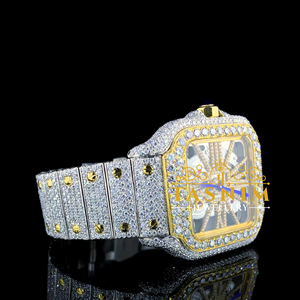 Reloj Deportivo Masculino de Moda con Cristal de Cuarzo Cuadrado de la Mejor Calidad, Acero Inoxidable, Chapado en Oro Blanco, Estilo Hip Hop Romano - Product Image 2
