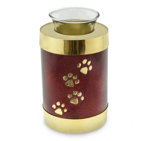 Nouvelle urne funéraire en laiton/aluminium noir avec gravure de patte argentée pour le stockage des cendres funéraires - Product Image 3