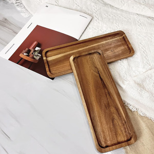 Lot de 2 Plateaux en Bois d'Acacia Faits à la Main Plateaux de Service Écologiques Rectangle pour Pain Gâteau Snacks Fromage Fruits Salle à Manger Usage Domestique - Product Image 5