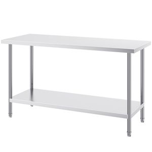 Tavolo da Preparazione Resistente 24 X 60 X 34 Pollici, Capacità di Carico 840 Libbre, 3 Altezze Regolabili, Acciaio per Cucina Commerciale - Product Image 1