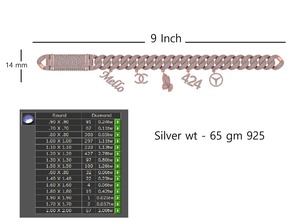 Pulsera de tenis de plata de ley 925 con moissanita y rodio, estilo hip hop, 14 mm, 9 pulgadas - Regalo personalizado unisex para aniversario, boda, fiesta - Product Image 2