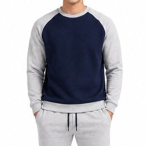 Sudadera de Felpa 100% Algodón de Alta Calidad para Hombre, Manga Raglán, Cuello de Dos Tonos, Logotipo Personalizado Bordado, Transpirable, Informal - Product Image 1