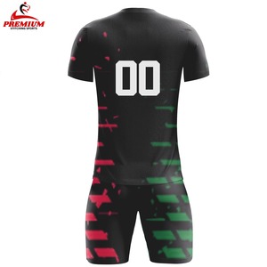 Uniforme de football pour hommes en tissu 100% polyester de qualité supérieure, couleur unie, logo, personnalisable, respirant, séchage rapide, short d'été - Product Image 5