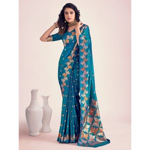 ผ้าไหม Banarasi ที่มีส่าหรีงานทอผ้า Zari - Product Image 1