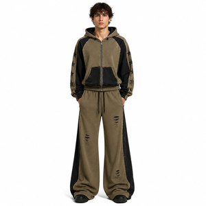 Conjunto Deportivo Unisex con Capucha, Diseño Color Block con Estampado de Estrellas, Poliéster, Estilo Urbano, Pantalones Jogger, Otoño, Corte Holgado - Product Image 2