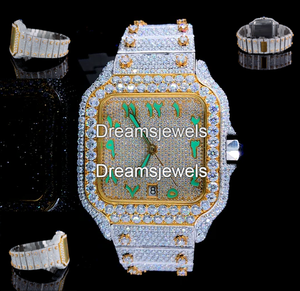 Montre de luxe antique pour homme, mouvement à quartz analogique, cadran carré en acier inoxydable VVS 46 mm, verre cristal de 5 mm d'épaisseur, date automatique. - Product Image 3