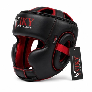 Protection de tête pour entraînement de boxe professionnel, logo personnalisé, protection intégrale du visage, respirant, fermeture à scratch, unisexe, PU de haute qualité - Product Image 4