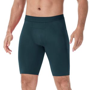 Men's Solid Color Bermuda Shorts Mid Waist Elastic Waist Casual Style with Double Side Pockets Breathable Knitted Fabric - Product Image 2