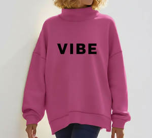 Pull à col roulé doublé brodé pour femme en mélange polyester/coton léger, respirant, séchage rapide, impression personnalisée sur le devant - Product Image 1