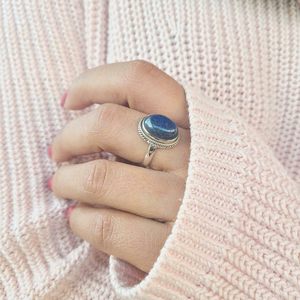 Bague en pierre précieuse Lapis Lazuli, argent sterling 925, pierre bleue royale, cadeau d'anniversaire de mariage, bague en argent, bijoux - Product Image 2