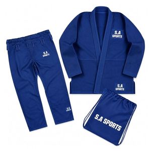 Uniforme de Jiu Jitsu Brasileño Azul Rey Lavado de Alto Rendimiento con Tejido Transpirable y Parches Tejidos Personalizados al por Mayor - Product Image 1