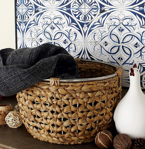 Handmade Seagrass Storage <b>Basket</b> with Handles <b>Woven</b> Natural Fiber Organizer <b>Basket</b> for Home Living Room Bedroom Laundry and Deco - Product Image 6