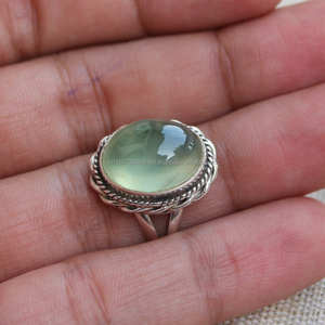 Anillo de Plata de Ley 925, anillo hecho a mano, anillo llamativo para mujer, joyería de Prehnita, regalo de aniversario - Product Image 5