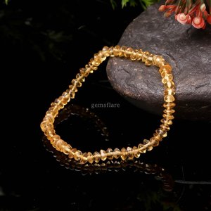 Bracelet en Citrine Naturelle Perlé Fait Main, Bracelet Extensible en Cristal de Guérison, Bracelet Délicat Unisexe en Pierres Précieuses, Bijoux en Pierres Naturelles - Product Image 5