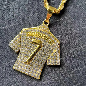 Colgante de Plata con el Número Siete de Ronaldo, Adornado con Diamantes de Imitación Moissanite, Colgante para Fanáticos del Fútbol - Product Image 3