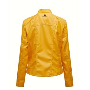 Chaqueta Bomber de Cuero PU para Mujer, a la Moda, con Cierre de Cremallera, Corte Ajustado, Cuello Alto, Tejida, para Invierno y Otoño 2026 - Product Image 2