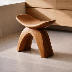 Solid Wood Butterfly Ottoman Sculptural Stool Handcrafted <b>Bench</b> Modern Entryway Bedroom Hotel Furniture Tabletop Installation - Product Image 1