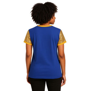T-shirt bleu Sigma Gamma Rho avec manches à sequins jaunes SGRho 1922 Pretty Poodle Sorority HBCU pour fête de remise des diplômes grecque - Product Image 2