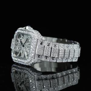 Montre mécanique squelette en acier inoxydable avec moissanite pour homme, cadran de 40 mm, aiguilles, épaisseur de 12 mm, haute qualité - Product Image 3