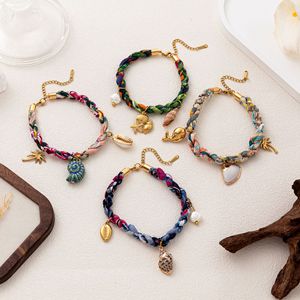 Wholesale Summer 18K Gold Plated Geometric Pearl Cute Stainless Steel Zinc Alloy <b>Charm</b> <b>Bangles</b> for Women Ocean Bracelets - Product Image 5